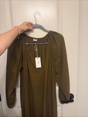 Mikoh Aniwa Maxi Dress, Brown Caftan Oversized Cover Up, Plung Hook & eye, Med